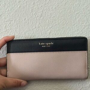 kate spade Two-Tone Black and Blush Continental Wallet